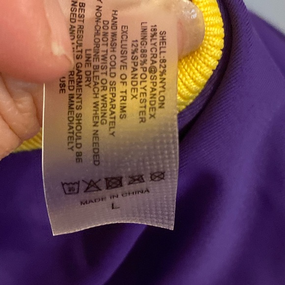 Lakers New #32 Johnson Purple Yellow bodysuit swimsuit sporty halloween costume - Picture 9 of 11